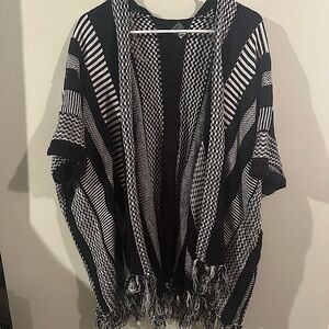 Black and white striped cardigan